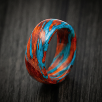 Marbled Wood with Bloodwood and Blue Maple Custom Made Men's Ring