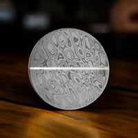 Damascus Steel and Sterling Silver Premium Golf Ball Marker by Doubloon Golf
