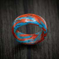 Marbled Wood with Bloodwood and Blue Maple Custom Made Men's Ring