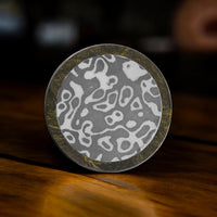 Gold Carbon Fiber and Damascus Steel Premium Golf Ball Marker by Doubloon Golf