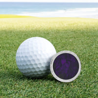 Damascus Steel and Purple Carbon Fiber Premium Golf Ball Marker by Doubloon Golf
