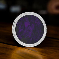 Damascus Steel and Purple Carbon Fiber Premium Golf Ball Marker by Doubloon Golf