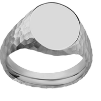Medium Oval signet ring (16x13mm) in Titanium, with a Wide style band.