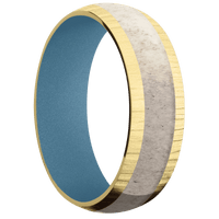 14K Yellow Gold + Treebark1 Finish + Polar Blue