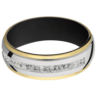 14K White Gold + Polish , Polish Finish + Black