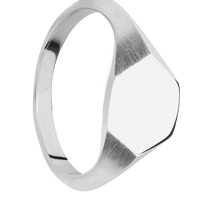 Small Hexagon signet ring (11.5x10) in Platinum, with a Thin style band.