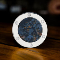 Sterling Silver Pietersite and Diamond Premium Golf Ball Marker by Doubloon Golf