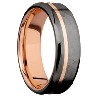 Tantalum Noir + Hammer , Polish Finish + 14K Rose Gold