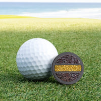 Black Titanium Dinosaur Bone and Gold Nugget Premium Golf Ball Marker by Doubloon Golf
