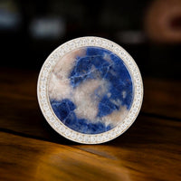 Silver with Sodalite and Diamond Premium Golf Ball Marker by Doubloon Golf