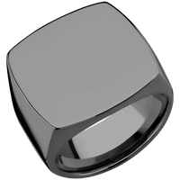 Extra Large Cushion signet ring (22x22mm) in Zirconium, with a Wide style band.