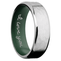 Palladium Silver + Hammer , Polish Finish + Eastern Green