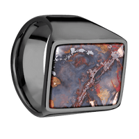 Extra Large Rectangle signet ring (24x17mm) in Zirconium, with a Wide style band, a Chrysocopper inlay.