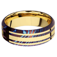 Titanium Damascus + Polish , Polish Finish + 14K Yellow Gold