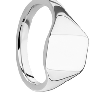 Small Rectangle signet ring (12x9mm) in 14K White Gold, with a Thin style band.
