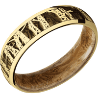 10K Yellow Gold + Polish Finish + Whiskey Barrel