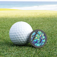 Black Titanium and Abalone Premium Golf Ball Marker by Doubloon Golf