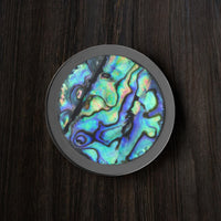 Black Titanium and Abalone Premium Golf Ball Marker by Doubloon Golf