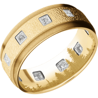 10K Yellow Gold + Stipple , Sand Finish