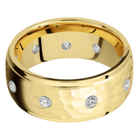 14K Yellow Gold + Hammer , Polish Finish