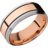 10K White Gold + Bead , Bead Finish + 14K Rose Gold