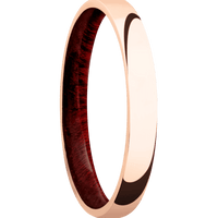 14K Rose Gold + Polish Finish + Blood Wood