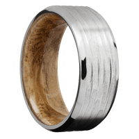 18K White Gold + Treebarkh , Polish Finish + Whiskey Barrel