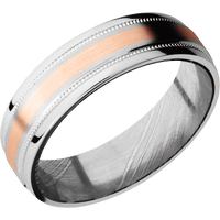 14K White Gold + Satin , Polish Finish + Damascus