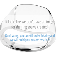 Medium Cushion signet ring (14x14mm) in Palladium Silver, with a Thin style band, a Black Dino Bone inlay.