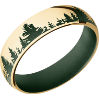 10K Yellow Gold + Polish Finish + Highland Green