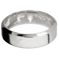 18K White Gold + Hammer , Polish Finish
