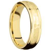 14K Yellow Gold + Hammer , Polish Finish