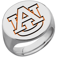 Extra Large Circle signet ring (22mm ) in Titanium, with a Thin style band and an Auburn Logo Light engraving.