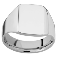 Medium Rectangle signet ring (16x11.5mm) in Titanium, with a Wide style band.