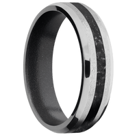 18K White Gold + Stone , Polish Finish + Dark Grey