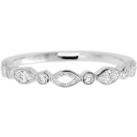 14K White Gold band with 4 Round and 5 Marquise Lab Grown Diamond having TCW-.56