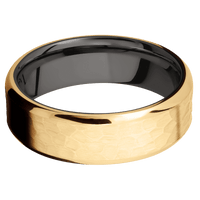 14K Yellow Gold + Hammer , Polish Finish + Tantalum Noir