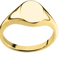 Small Oval signet ring (12x9mm) in 14K Yellow Gold, with a Thin style band.