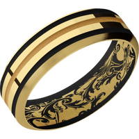 14K Yellow Gold + Polish , Satin Finish + Black