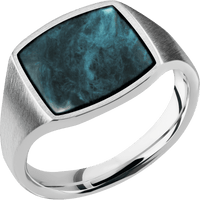 Medium Cushion signet ring (14x14mm) in Palladium Silver, with a Thin style band, a Washington Blue Jade inlay.