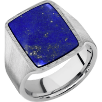 Large Rectangle signet ring (20x14.5mm) in Palladium Silver, with a Wide style band, a Lapis inlay.