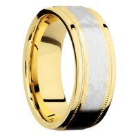 14K Yellow Gold + Hammer , Polish Finish