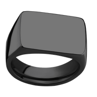 Large Horizontal Rectangle signet ring (20x14.5mm) in Zirconium, with a Wide style band.