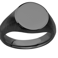 Medium Circle signet ring (14mm) in Zirconium, with a Wide style band.
