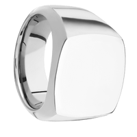 Large Cushion signet ring (18x18mm) in Cobalt Chrome, with a Wide style band.