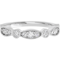 14K White Gold band with alternating 7 Round Lab Grown Diamond and 6 Round Lab Grown Diamond having TCW-.47