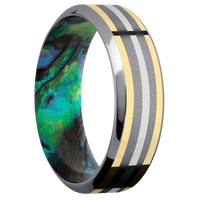 Tantalum + Sand , Polish Finish + Abalone