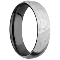10K White Gold + Hammer Finish + Zirconium