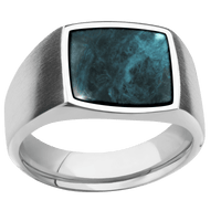 Medium Cushion signet ring (14x14mm) in Cobalt Chrome, with a Wide style band, a Washington Blue Jade inlay.