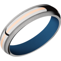 14K White Gold + Polish , Sand Finish + Ridgeway Blue